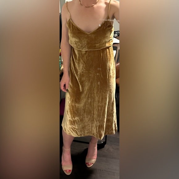 Reformation Gold Velvet Slip Dress - Picture 2 of 2